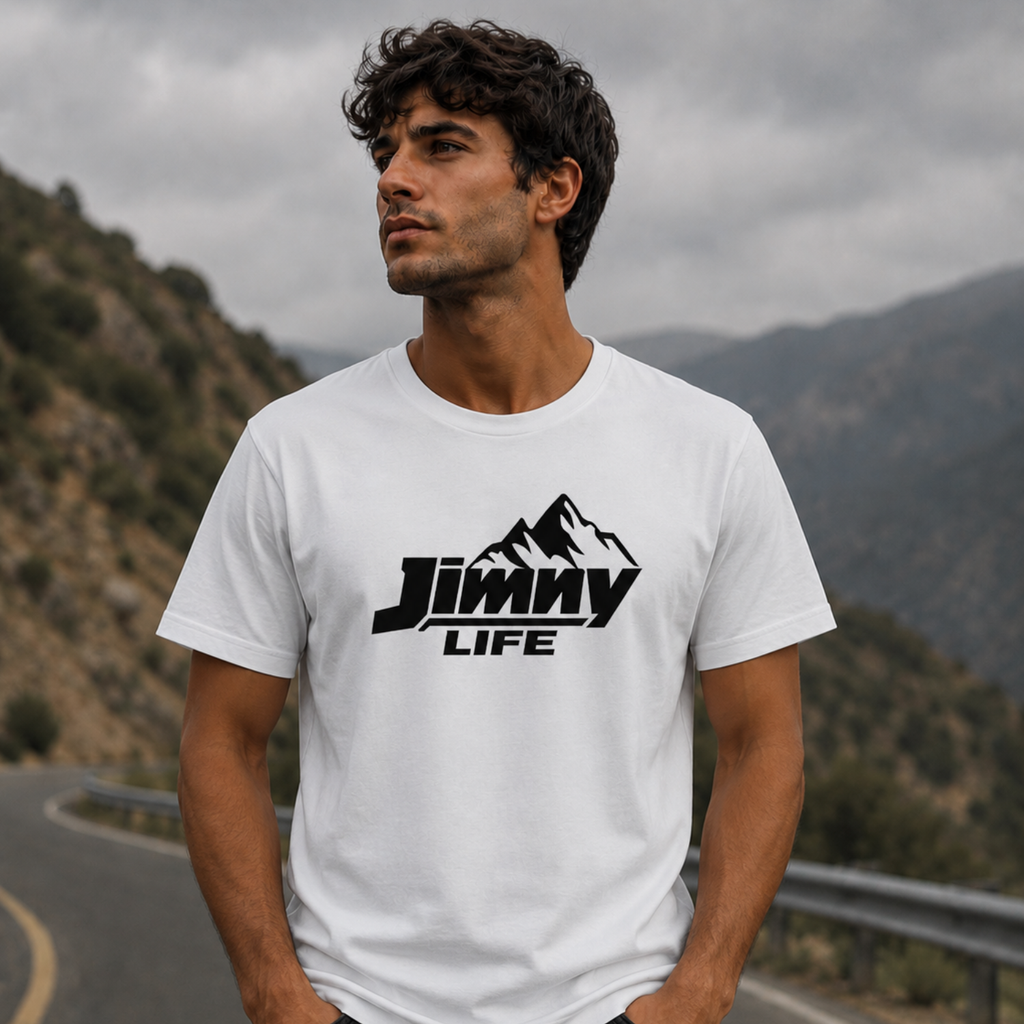 Jimny Life Mountain T-Shirt — Hand Screen-Printed Adventure Tee